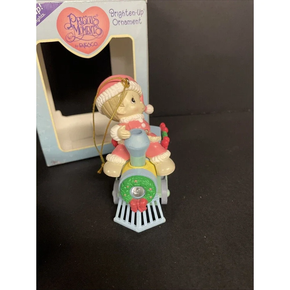 Precious Moments - Brighten Up/Light Up Ornament - Boy on Train 1998